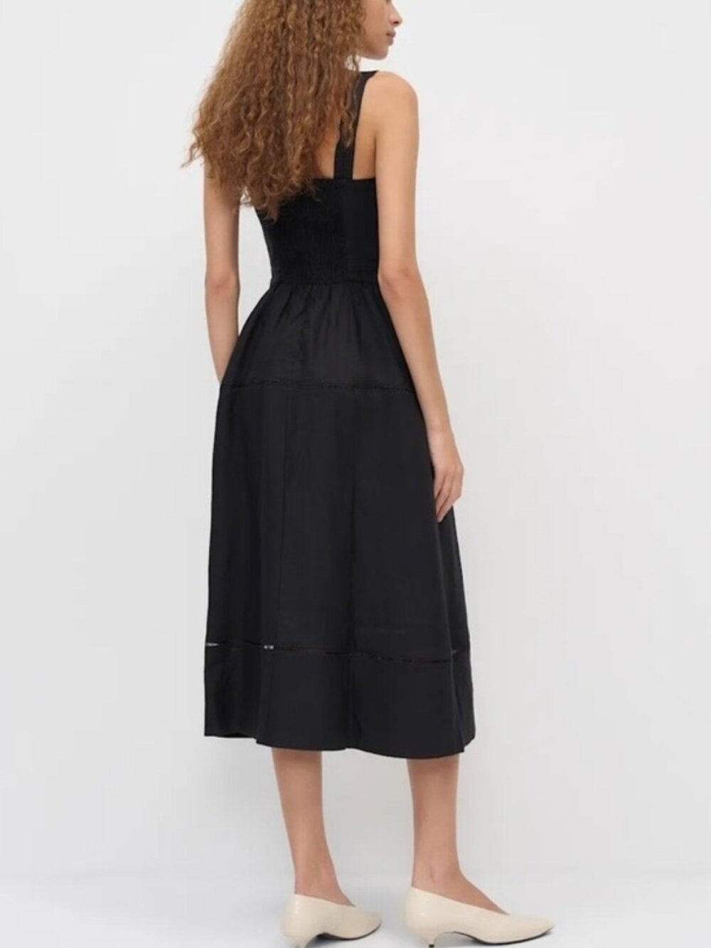 NEW Reformation Everett Sleeveless Linen Embroidered Midi Dress | US 6 UK 10 - Picture 3 of 15